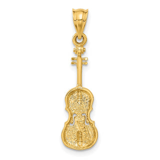 14k Yellow Gold 2D Violin Pendant