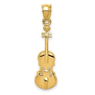 14k Yellow Gold 2D Violin Pendant