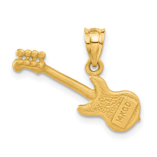 14k Yellow Gold 3D Guitar Pendant C413