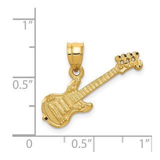 14k Yellow Gold 3D Guitar Pendant C413