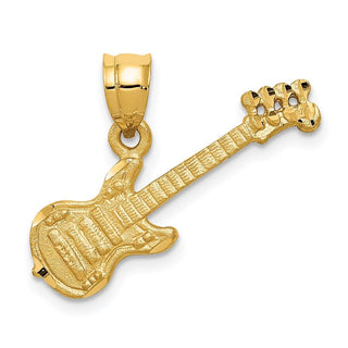 14k Yellow Gold 3D Guitar Pendant C413