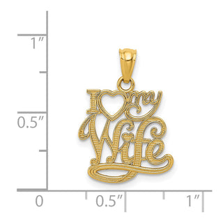 14k Yellow Gold I Love My Wife Pendant