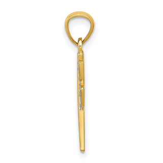 14k Yellow Gold And Rhodium Dragonfly Pendant