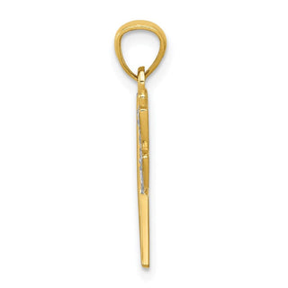 14k Yellow Gold And Rhodium Dragonfly Pendant