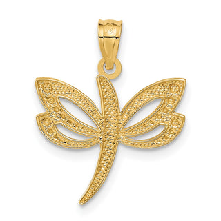 14k Yellow Gold And Rhodium Dragonfly Pendant