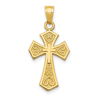14k Yellow Gold Reversible Passion Cross Pendant