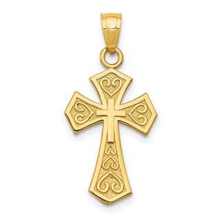 14k Yellow Gold Reversible Passion Cross Pendant