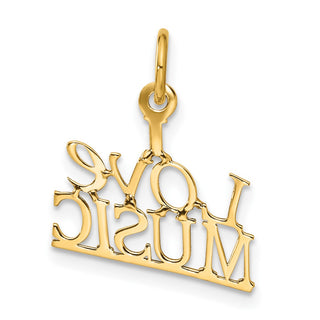 14k Yellow Gold I Love Music Charm C418