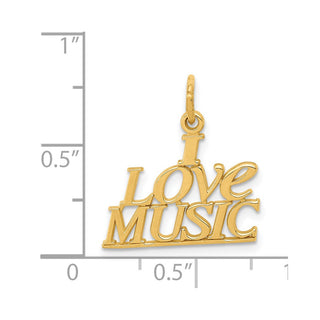 14k Yellow Gold I Love Music Charm C418