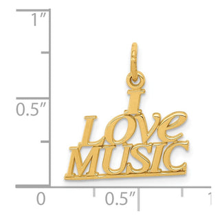 14k Yellow Gold I Love Music Charm C418
