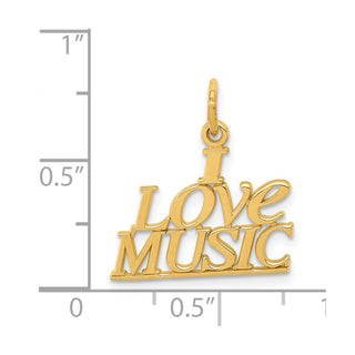 14k Yellow Gold I Love Music Charm C418