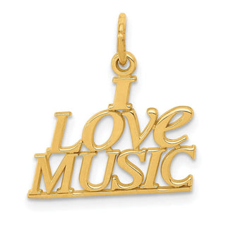 14k Yellow Gold I Love Music Charm C418