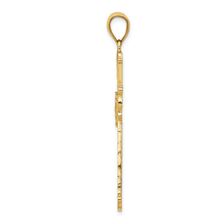 14k Yellow Gold Diamond-Cut Cross Pendant C4201