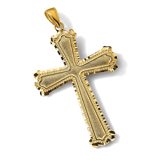 14k Yellow Gold Diamond-Cut Cross Pendant C4201