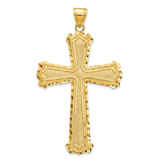 14k Yellow Gold Diamond-Cut Cross Pendant C4201