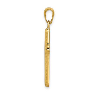 14k Yellow Gold Cross with Striped Border Pendant
