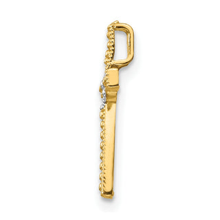 14k Yellow Gold and Rhodium Cross Pendant C4211