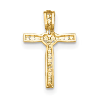 14k Yellow Gold and Rhodium Cross Pendant C4211