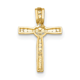 14k Yellow Gold and Rhodium Cross Pendant C4211