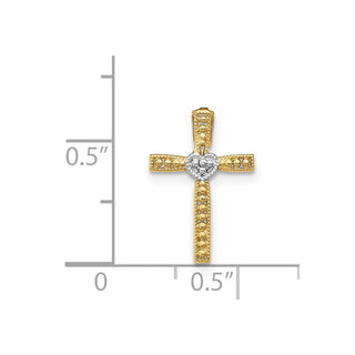 14k Yellow Gold and Rhodium Cross Pendant C4211