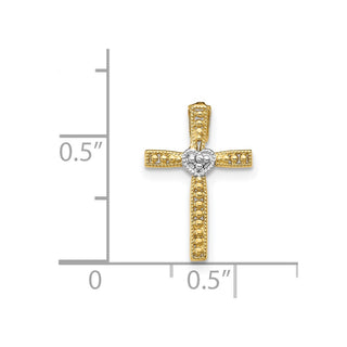 14k Yellow Gold and Rhodium Cross Pendant C4211