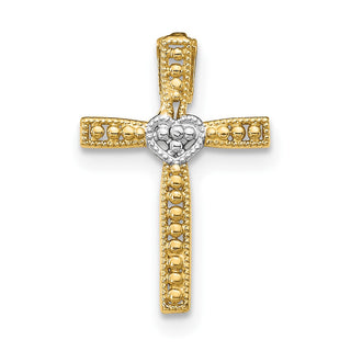 14k Yellow Gold and Rhodium Cross Pendant C4211