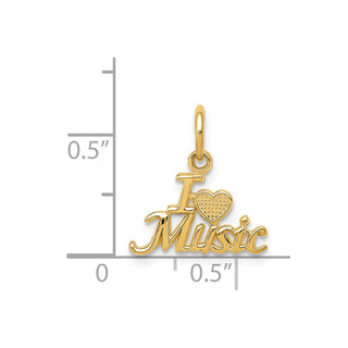 14k Yellow Gold I HEART MUSIC Charm C423