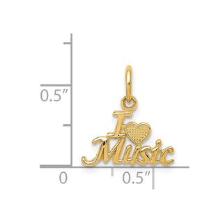 14k Yellow Gold I HEART MUSIC Charm C423