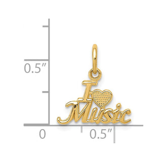 14k Yellow Gold I HEART MUSIC Charm C423