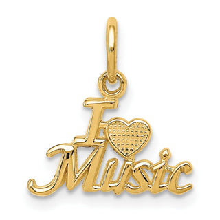 14k Yellow Gold I HEART MUSIC Charm C423
