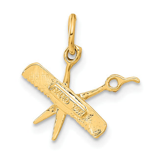 14k Yellow Gold Comb and Scissors Charm C424
