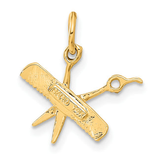 14k Yellow Gold Comb and Scissors Charm C424