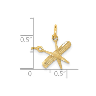 14k Yellow Gold Comb and Scissors Charm C424