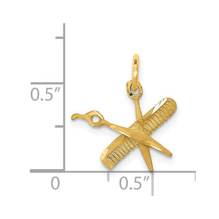 14k Yellow Gold Comb and Scissors Charm C424