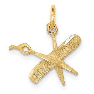 14k Yellow Gold Comb and Scissors Charm C424