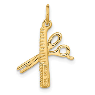 14k Yellow Gold Comb and Scissors Charm C425