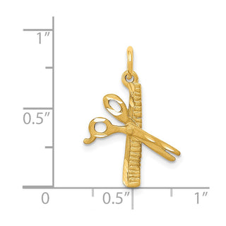 14k Yellow Gold Comb and Scissors Charm C425