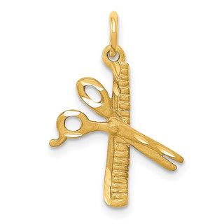 14k Yellow Gold Comb and Scissors Charm C425