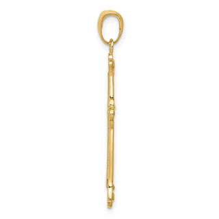 14k Yellow and White Gold Cross In Budded Cross Frame Pendant