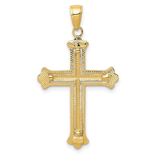 14k Yellow and White Gold Cross In Budded Cross Frame Pendant