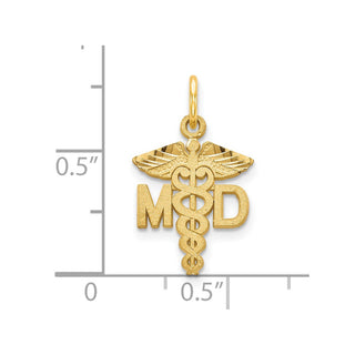 14k Yellow Gold M.D. Caduceus Charm