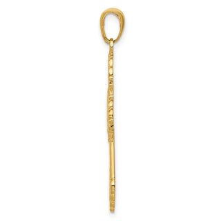 14k Yellow Gold Lacey Budded Cross Pendant