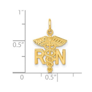 14k Yellow Gold RN Nurse Charm C432