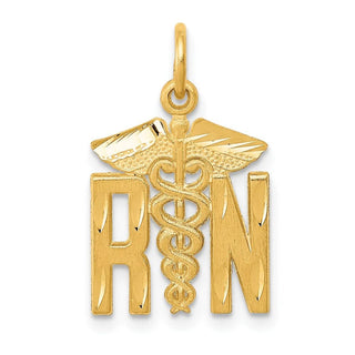 14k Yellow Gold RN Nurse Charm C435