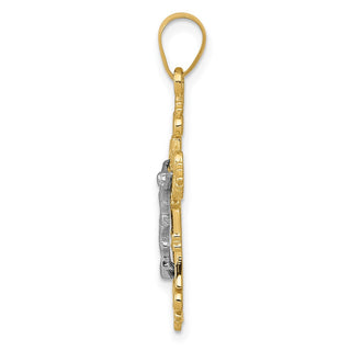 14k Yellow Gold Two-Tone Small Lacey-Edged INRI Crucifix Pendant