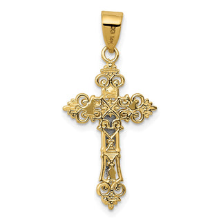 14k Yellow Gold Two-Tone Small Lacey-Edged INRI Crucifix Pendant