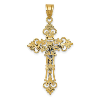 14k Yellow Gold Two-Tone Large Lacey-Edged INRI Crucifix Pendant