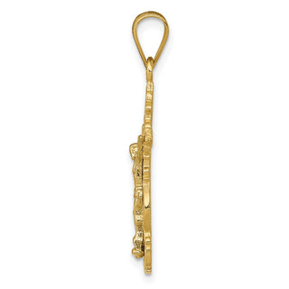 14k Yellow Gold Two-Tone Small Narrow Cross with Crucifix Pendant