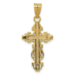 14k Yellow Gold Two-Tone Small Narrow Cross with Crucifix Pendant