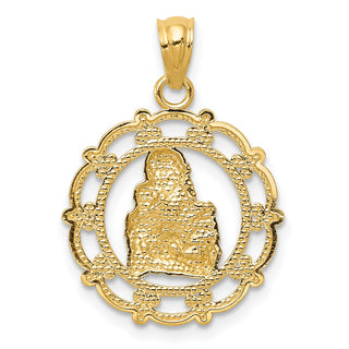 14k Yellow Gold and Rhodium Mother Holding Baby Pendant